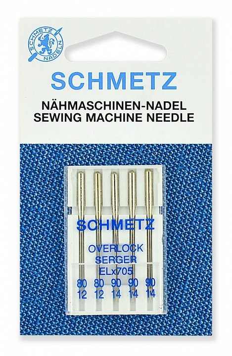 Набор игл Schmetz для плоскошовных машин/оверлоков № 80(2),90(3), 5 шт
