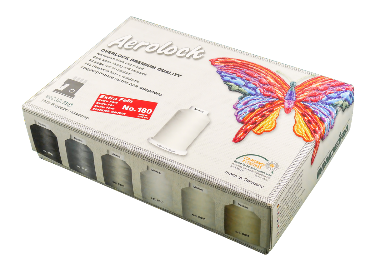 Набор ниток Madeira Aerolock Miniking Box №180 (арт. 9119B), 24×2000 м