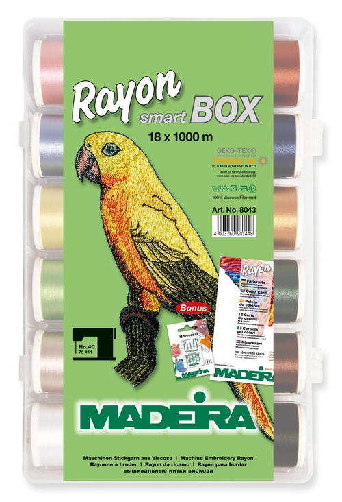 Набор вышивальных ниток Rayon № 40 однотонные ( арт. 8043), 18*1000 м