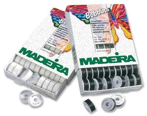 Нить Madeira в шпулях Bobbins № 150, 120 м  (арт.9766 W), белый