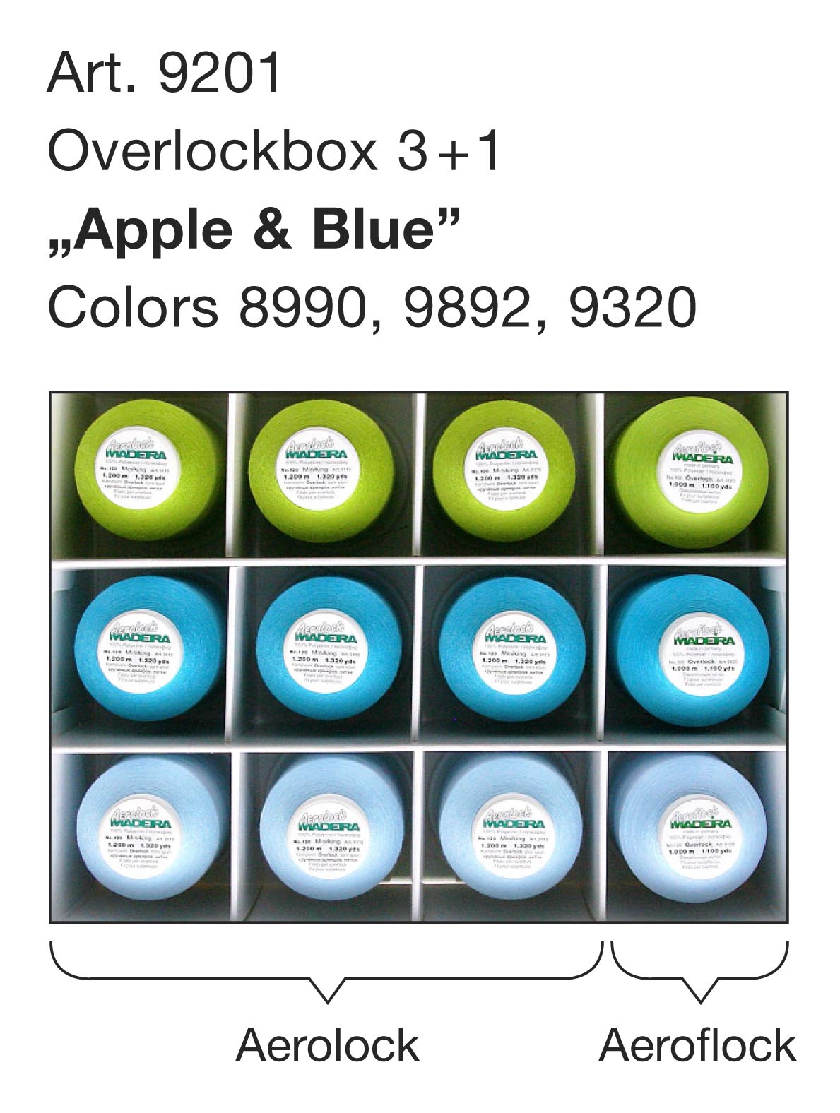 Набор ниток Madeira Overlockbox 3+1 "Apple & Blue" (арт. 9201)